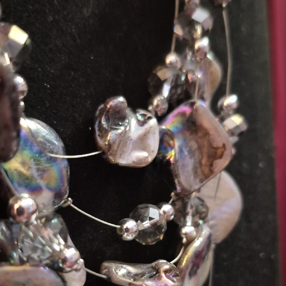 Fashion Jewelry Shimmery Silver/Purple/Pink/Blue Necklace & Earring Set (J26)